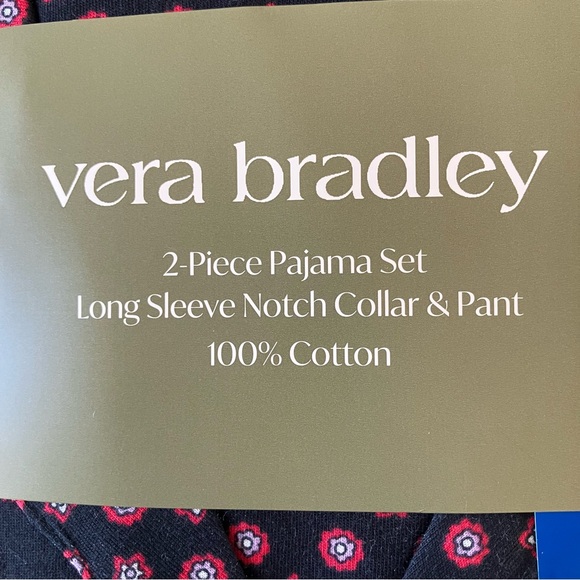 Vera Bradley Pajama Set Button Down Shirt/Pants Cotton Red Plaid NWT - Picture 4 of 5